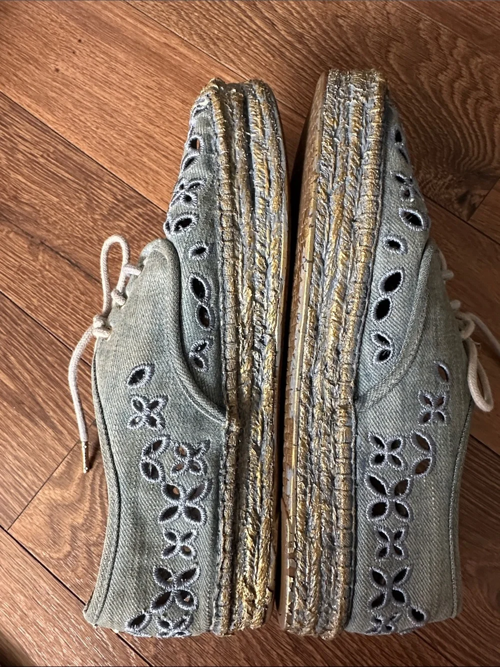 Michael Kors Darci Broderie Anglaise Denim Espadrilles Sneakers. 8M - Picture 5 of 9